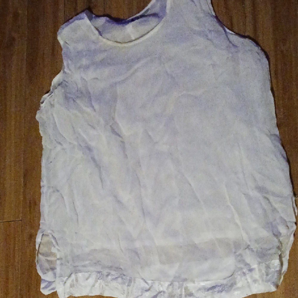 Pegasus Women's White Camisole Silky Lining. Floral Hem